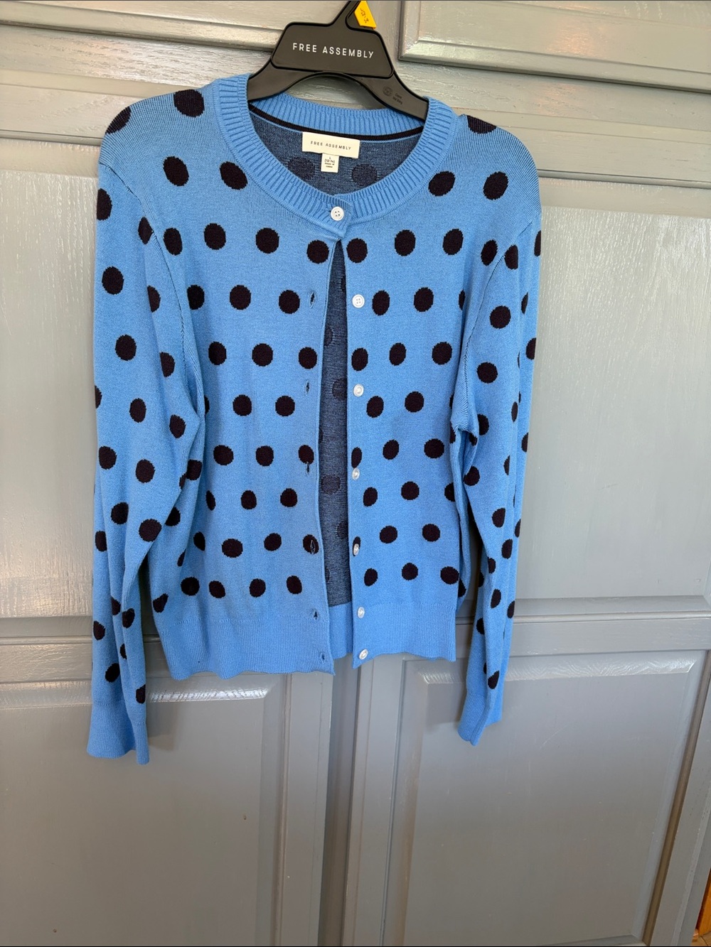 Free Assembly Blue Polka Dot Cardigan